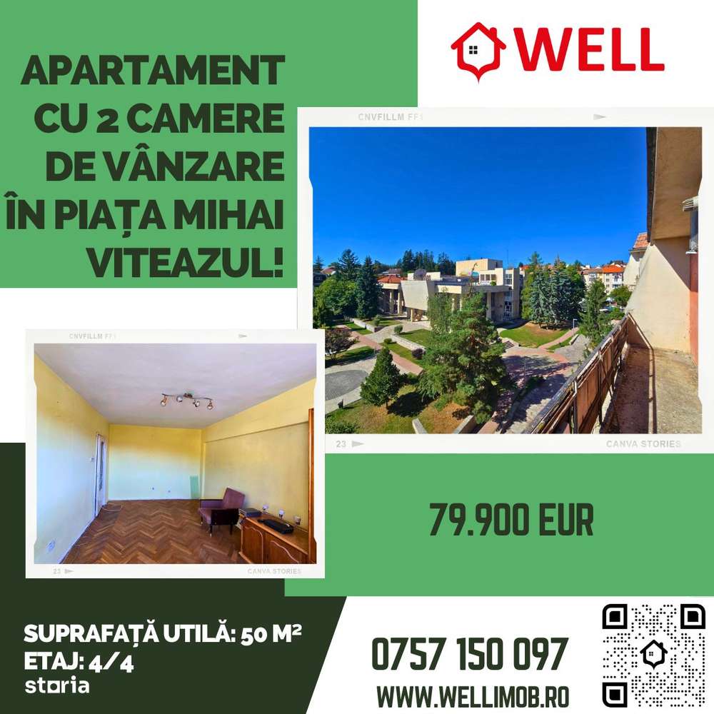 Apartament cu 2 camere de vânzare în Piața Mihai Viteazul! - Imagine principală: 1/12