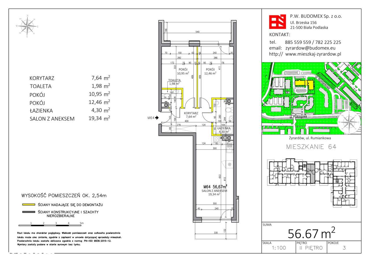 3-pokojowe mieszkanie 56m2 Bezpośrednio - Pełny obrazek: 2/5