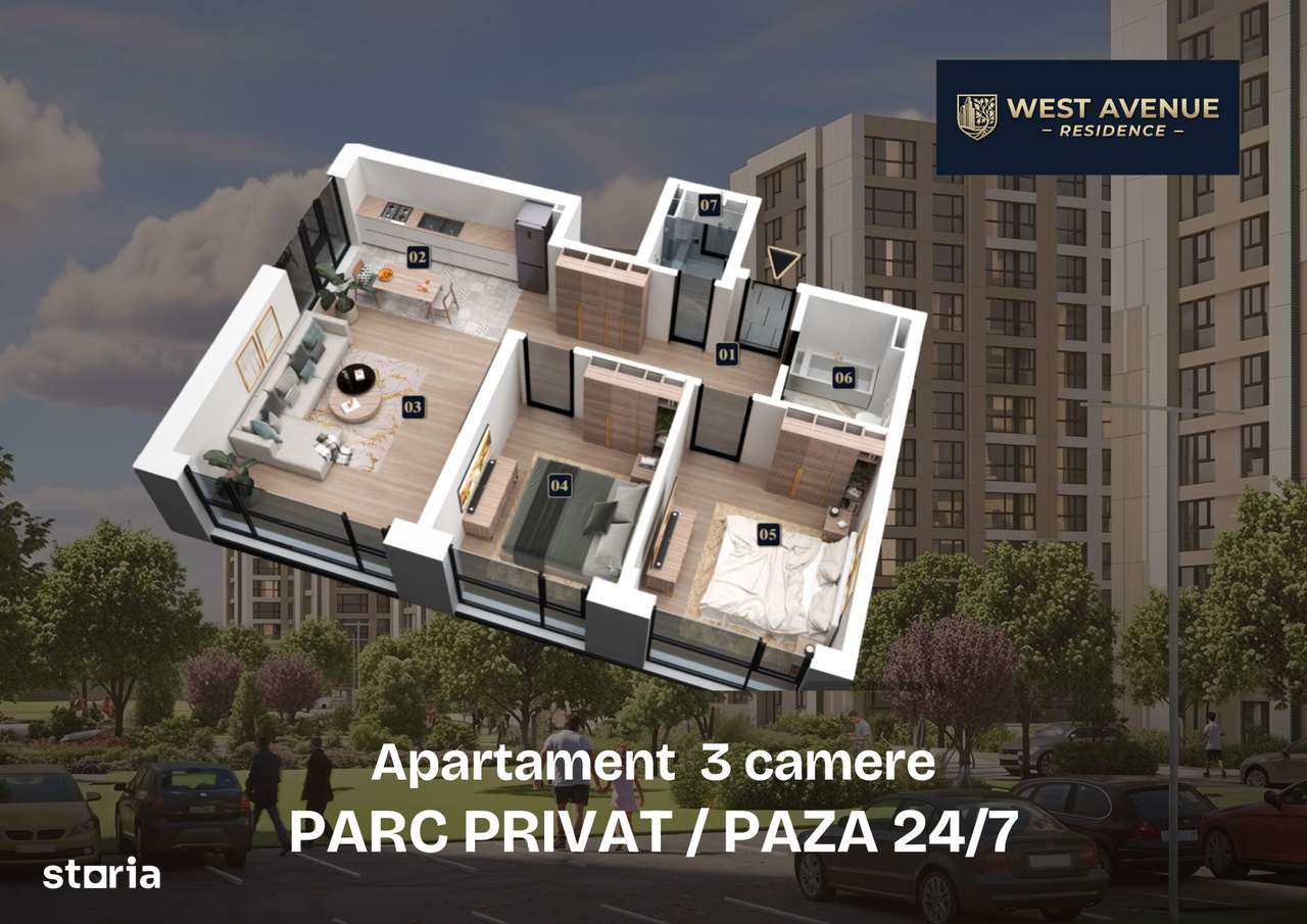 3 Camere spatios | Ansamblu Rezidential | 0% Militari