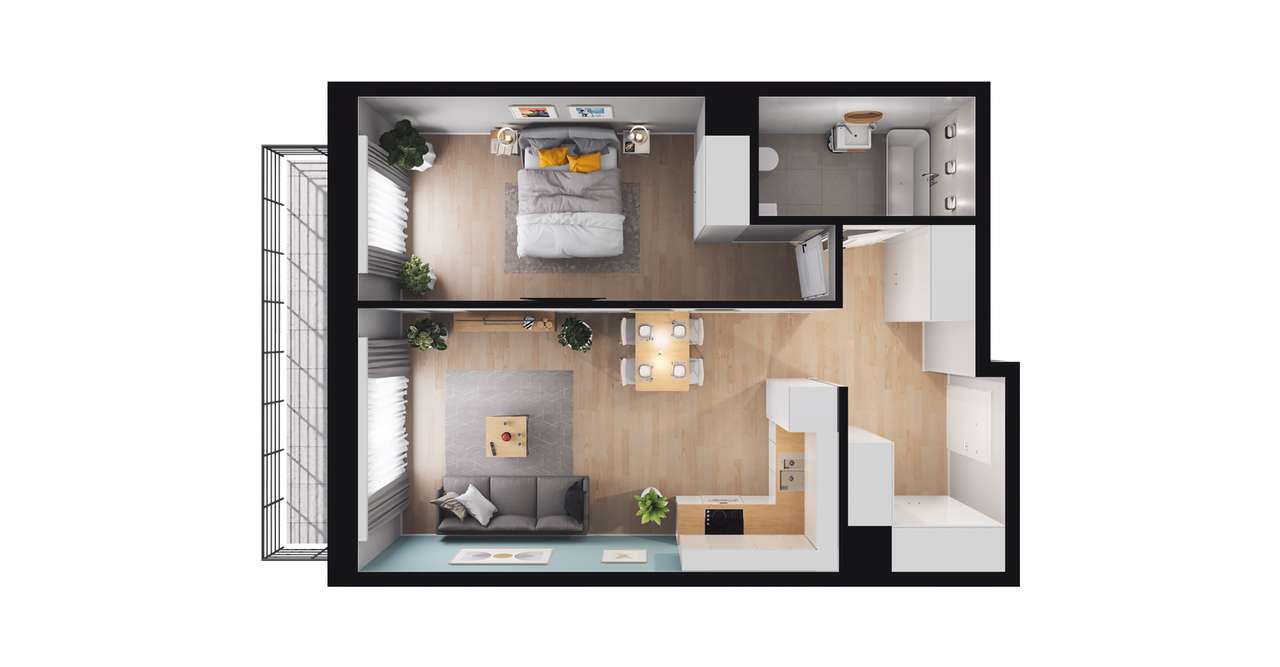 2-pokojowe mieszkanie 50m2 + balkon Bezpośrednio - Pełny obrazek: 2/8