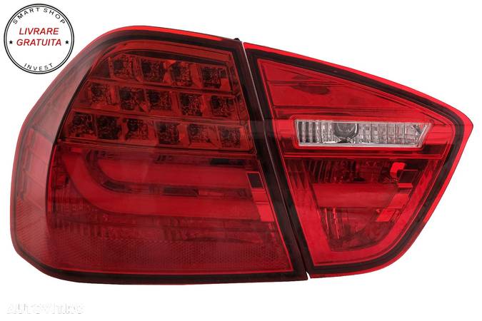 Stopuri LED Light Bar LCI Design BMW E90 Seria 3 Limuzina (2005-2008) Rosu Clar- livrare gratuita - 15