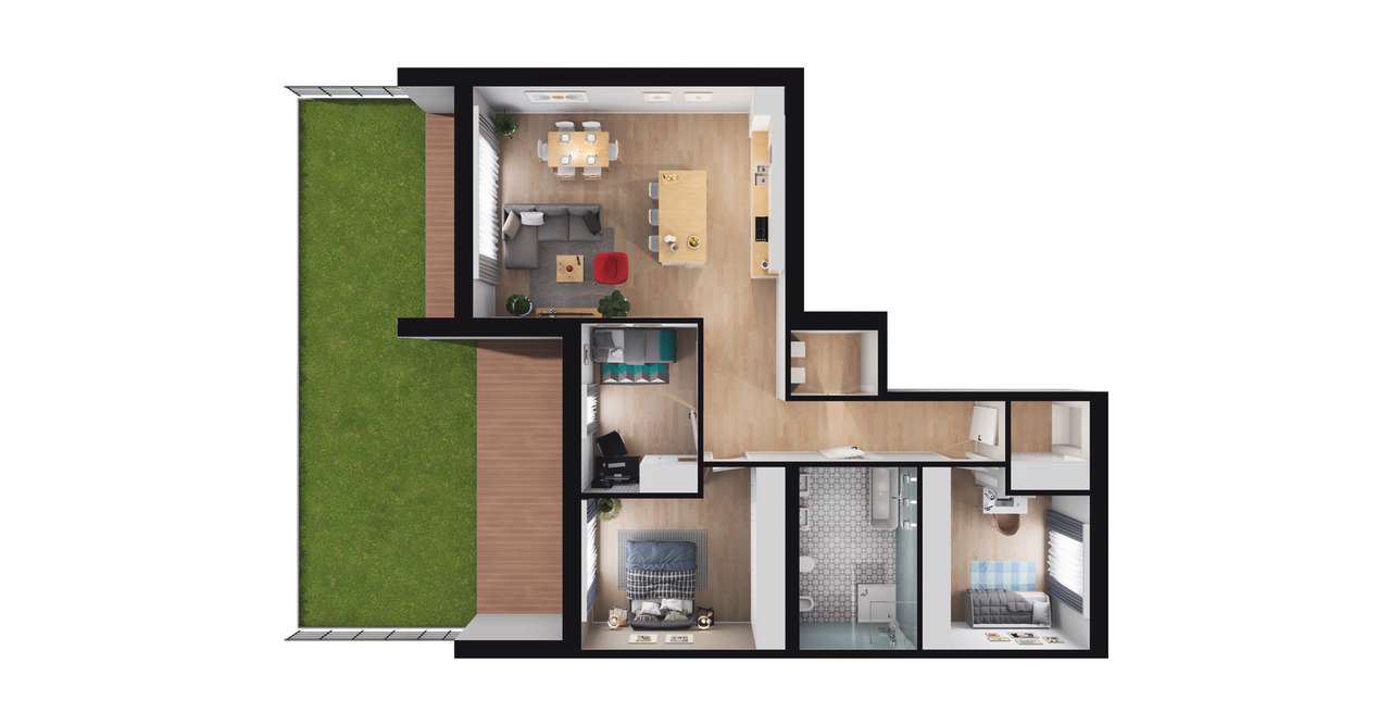 4-pokojowe mieszkanie 87 m² + ogródek Bezpośrednio – pohled 3