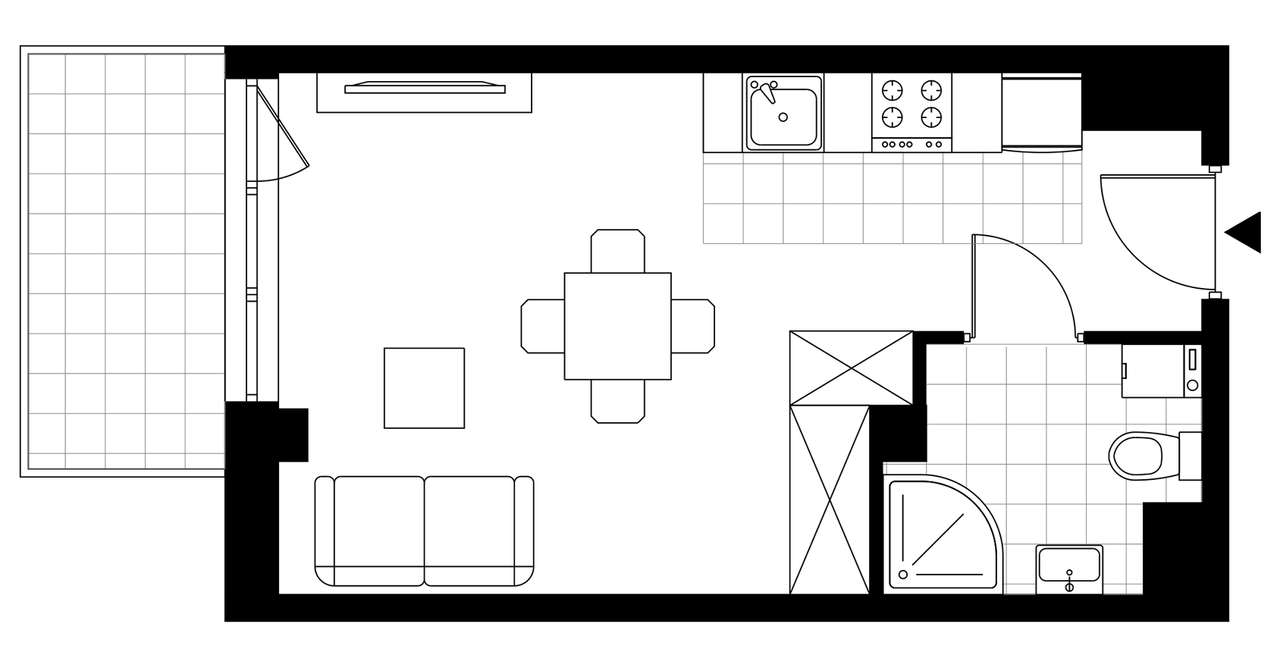 1-pokojowy apartament inwestycyjny 25m2 + balkon - Pełny obrazek: 3/8