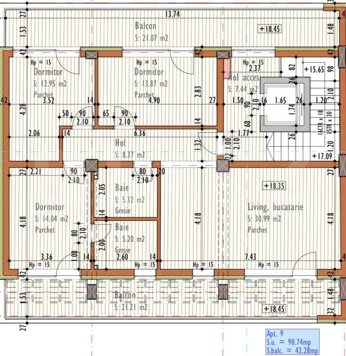 Apartament cu 4 camere 91 mp, Terasa de 43 mp, Bloc Nou, zona Marasti - Imagine principală: 2/2