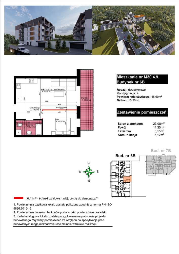 2-pokojowe mieszkanie 45m2 + balkon Bezpośrednio - Pełny obrazek: 2/8