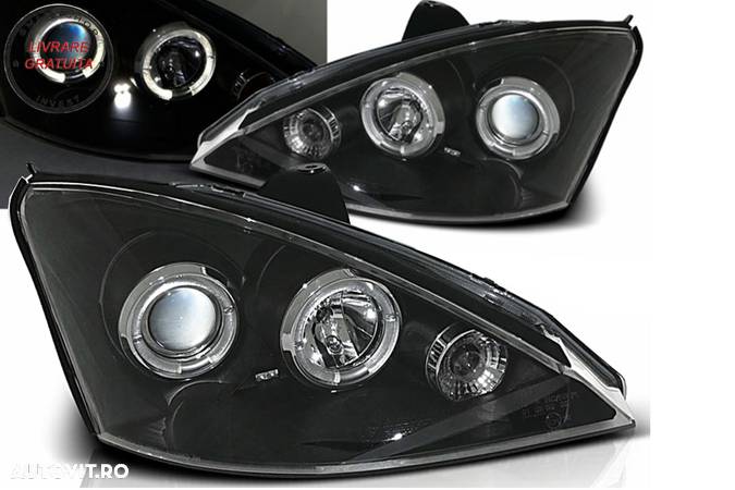 Faruri Angel Eyes Ford Focus (11.2001-10.2004) Negru- livrare gratuita - 1