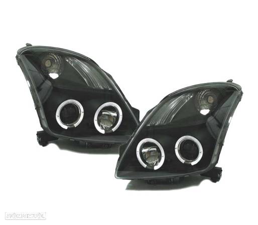 FARÓIS ANGEL EYES PARA SUZUKI SWIFT 05-10 PRETO - 1