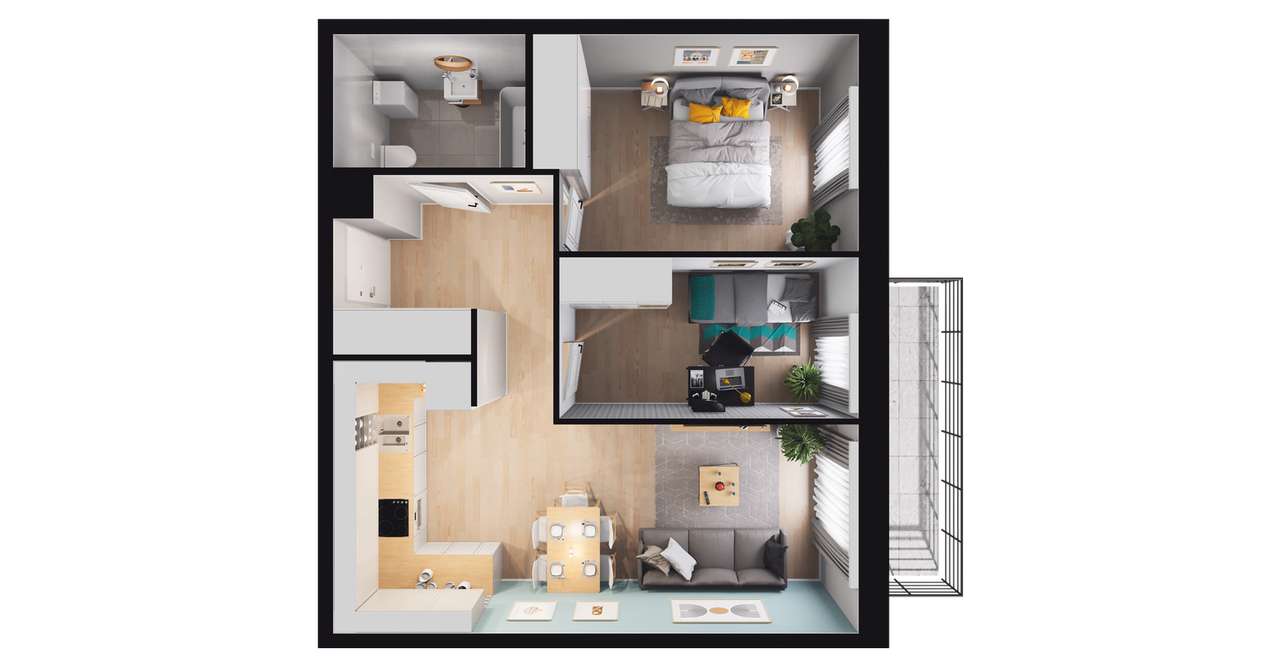 3-pokojowe mieszkanie 53m2 + balkon Bez Prowizji - Pełny obrazek: 2/8