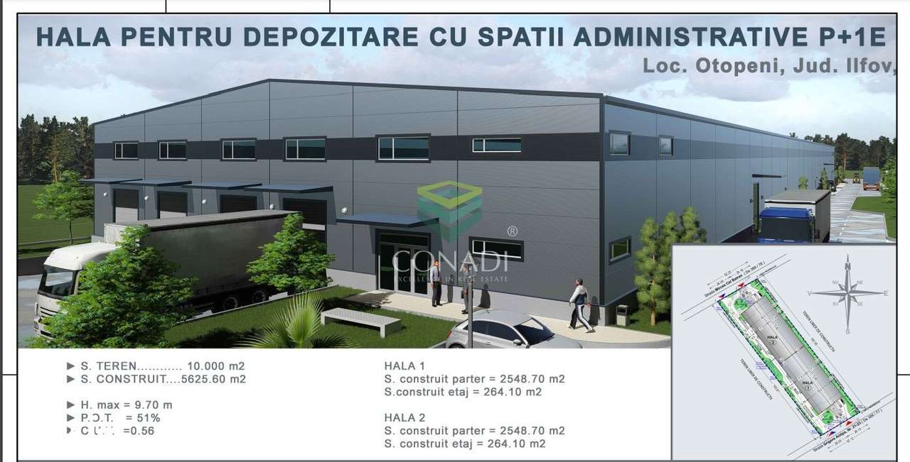 Teren de vanzare cu autorizatie pentru 2 hale - Otopeni - 10.000 mp - Imagine principală: 3/19