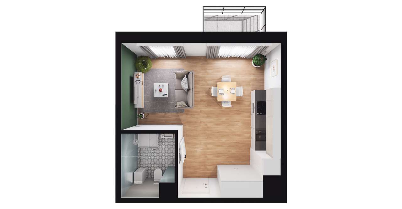 1-pokojowe mieszkanie 30m2 + balkon Bezpośrednio - Pełny obrazek: 2/8