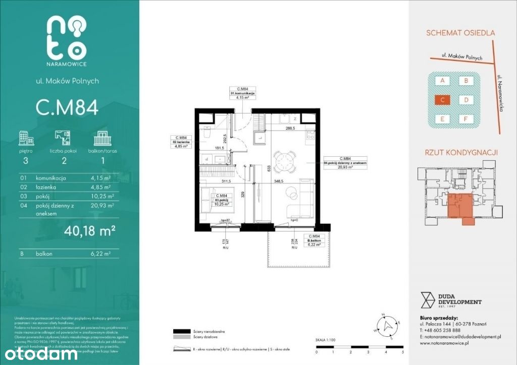 2 - pokojowe mieszkanie, 3 piętro, balkon