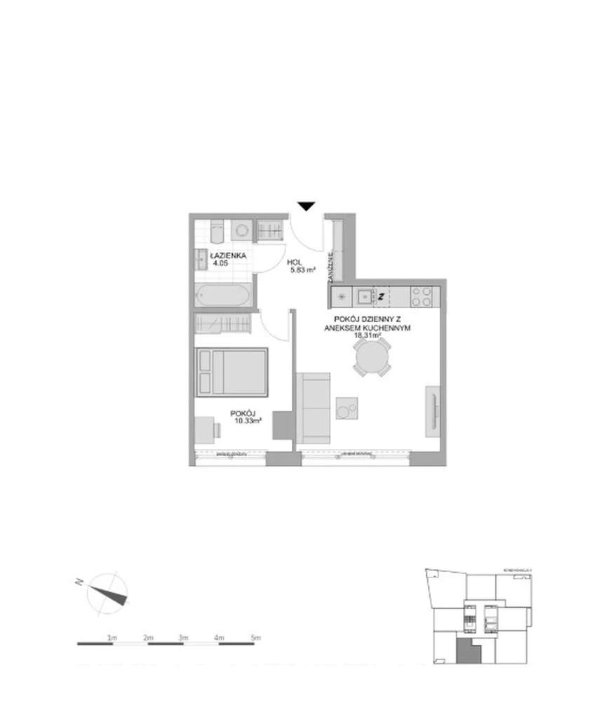 38,52 m2 Gdańsk Morena - 2 pokoje - 1 piętro - e. południowo-zachodnia-4
