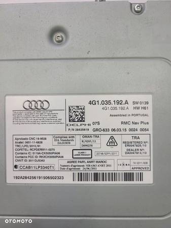 JEDNOSTKA MMI CZYTNIK AUDI A7 A6 C7 LIF 4G1035192A - 6