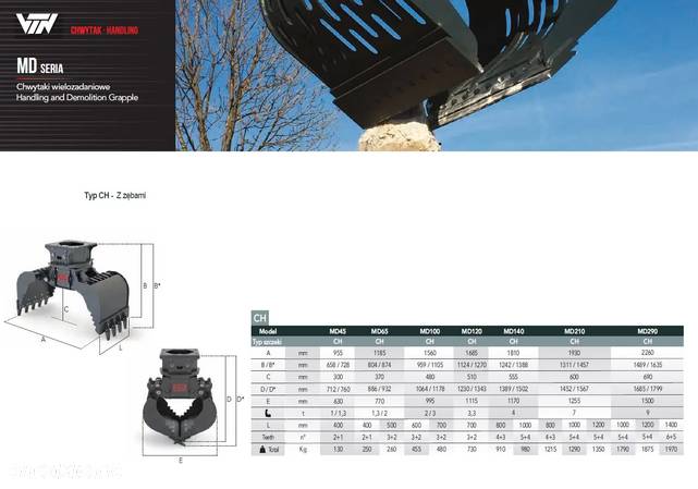 Obrotowy chwytak wyburzeniowo- sortujący VTN MD210 - 15