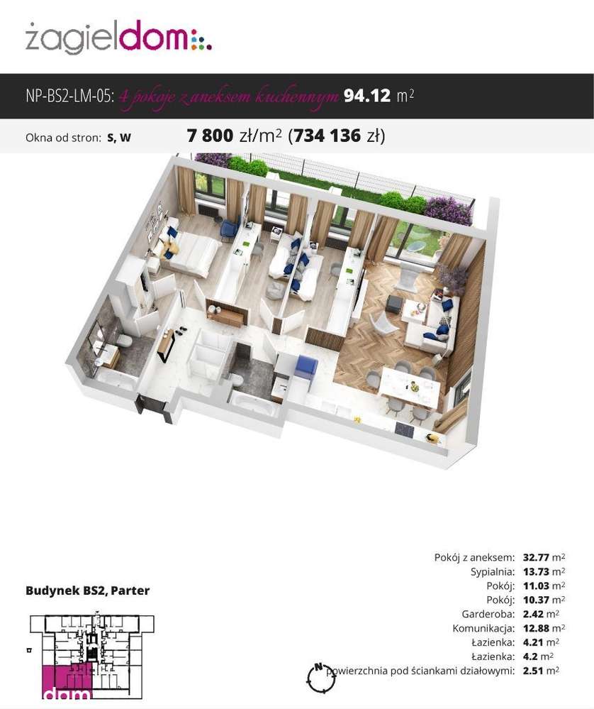 Niwa Park etap II | nowe mieszkanie BS2 05,ogródek - Pełny obrazek: 2/8
