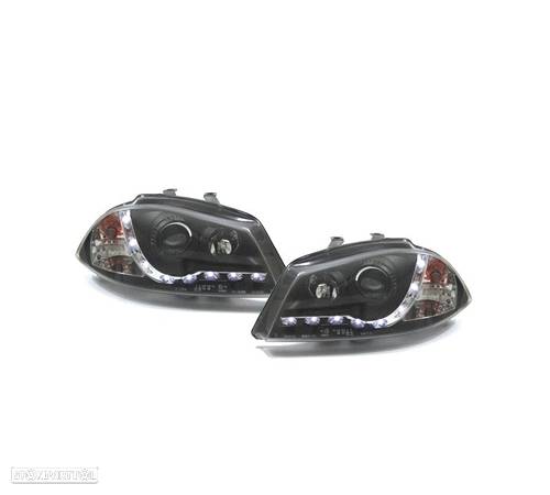 FARÓIS LUZ DIURNA PARA SEAT IBIZA 6L 02-08 FUNDO PRETO - 1