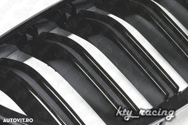 Grile duble pentru BMW F10 seria 5 M5 LCI look Negru Lucios sau Mat - 5