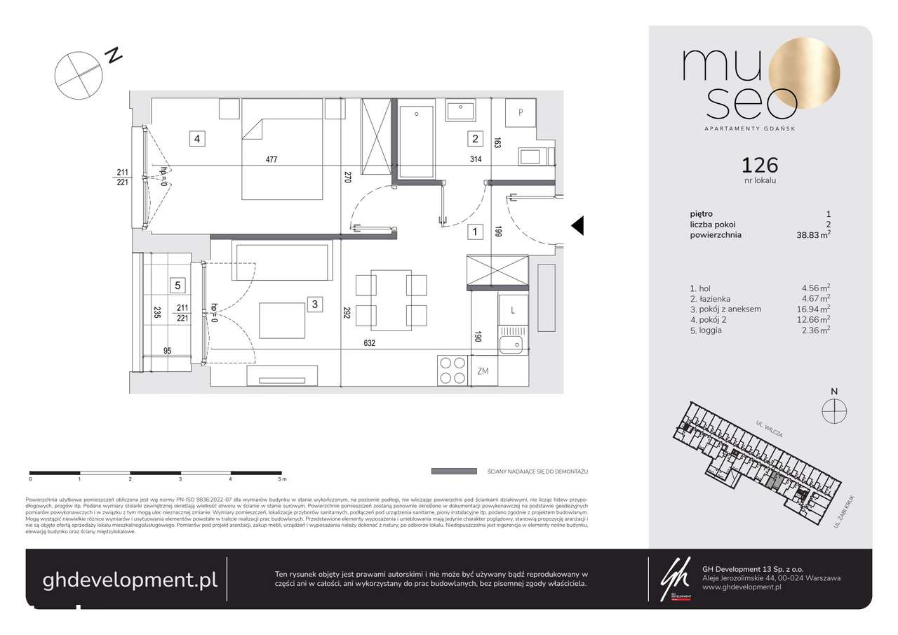 2-pokojowe mieszkanie 38m2 + loggia - Pełny obrazek: 2/7