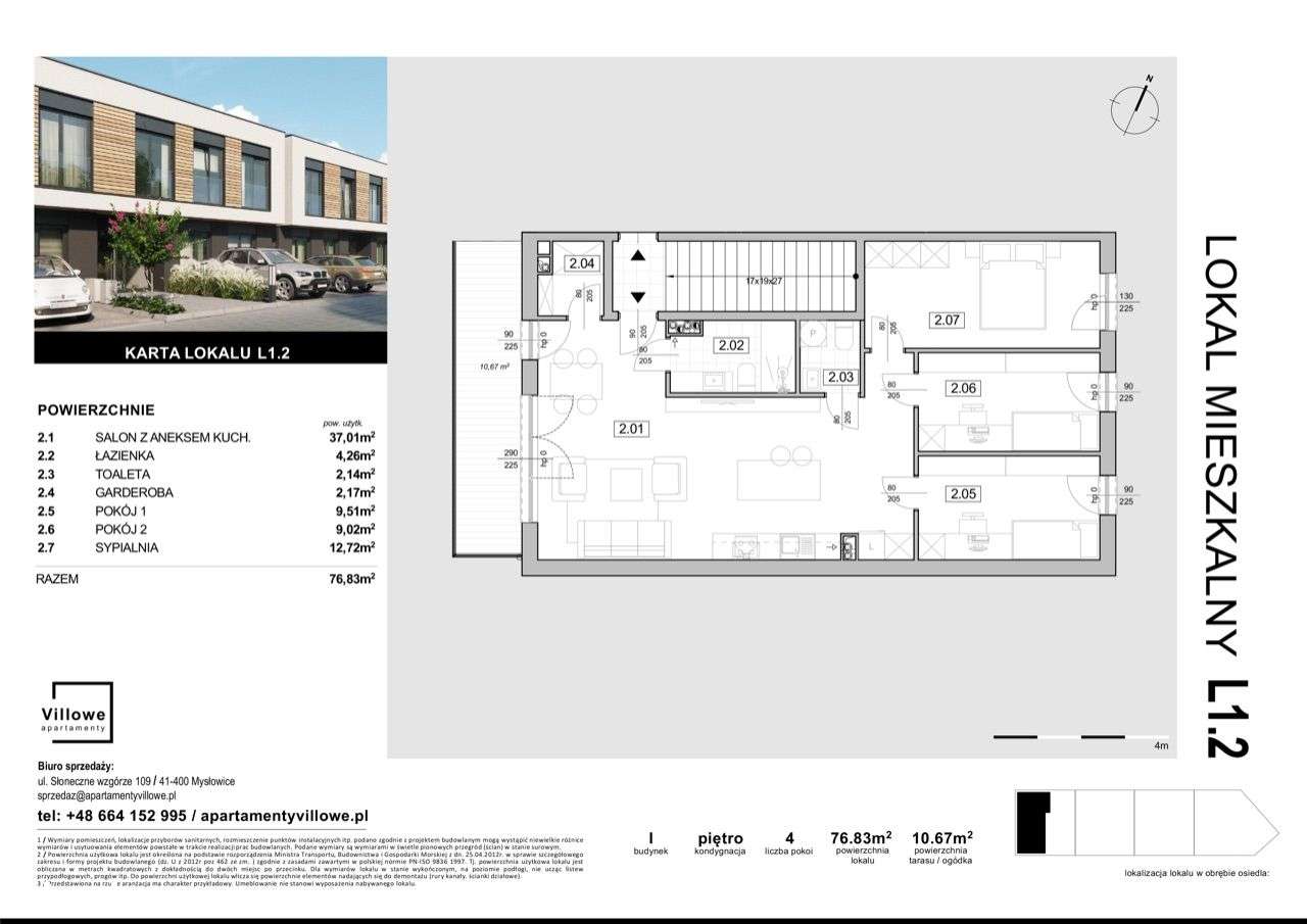 NOWA LOKALIZACJA! 4 pokojowy apartament z tarasem - Pełny obrazek: 2/7