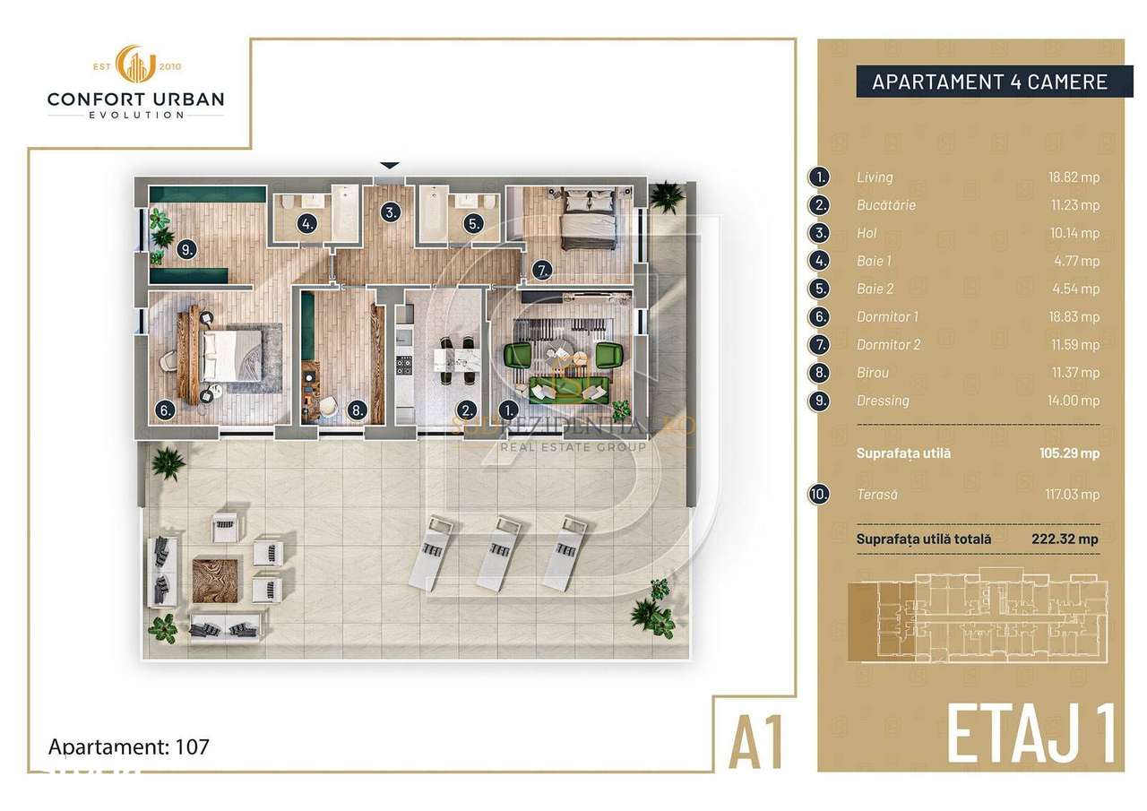 Apartament deosebit cu 4 camere, terasa 117mp, zona Rahova, Comision 0-9