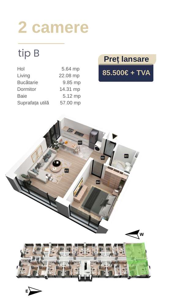 Apartament 3 camere | Finisaje premium | West Avenue Residence - Imagine principală: 5/11