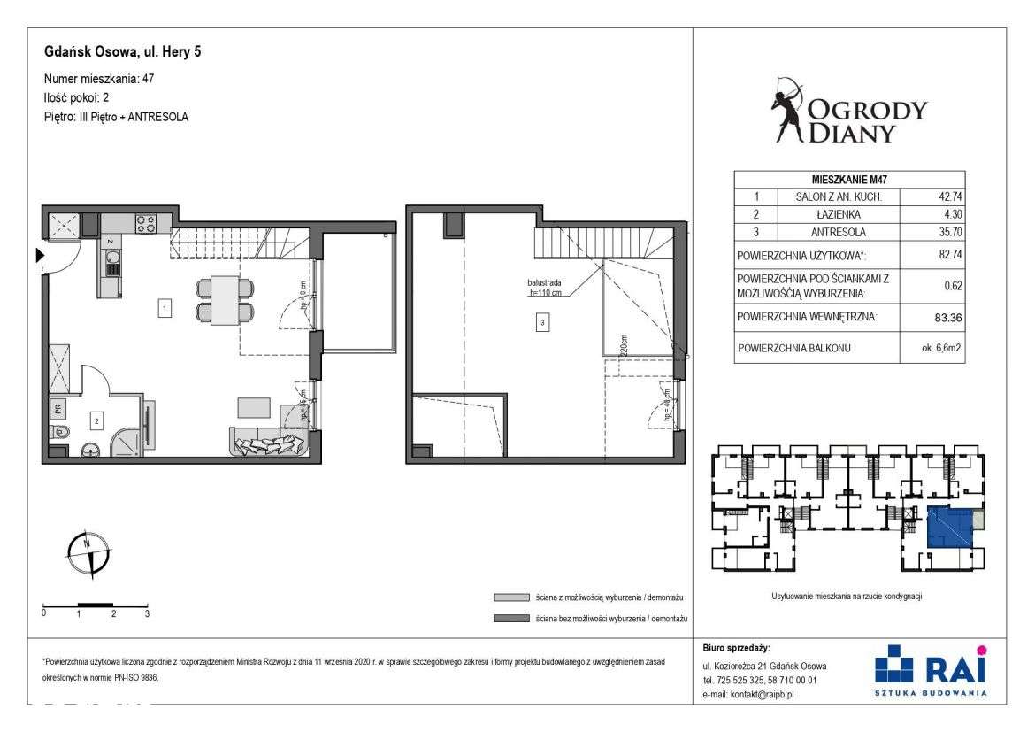 2-pokojowe mieszkanie 82m2 + balkon Bezpośrednio (lokal 5_47)