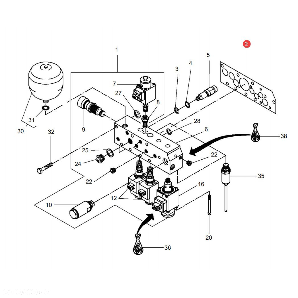 Uszczelka płaska bloku zaworowego Massey Ferguson 842100600010 Oryginał - 4