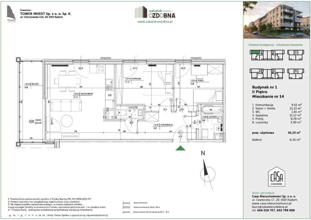 Zakątek Ozdobna M14 B1 - mieszkanie 3 pokojowe - Pełny obrazek: 2/8