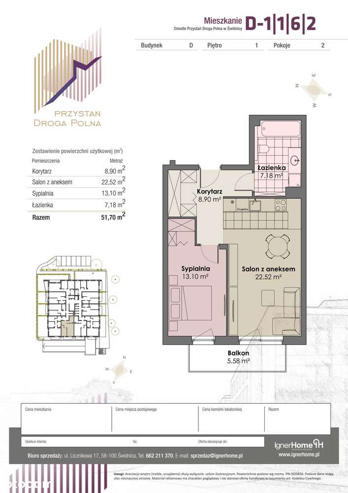 Mieszkanie 2 pok.+ miejsce w garażu - Pełny obrazek: 2/7