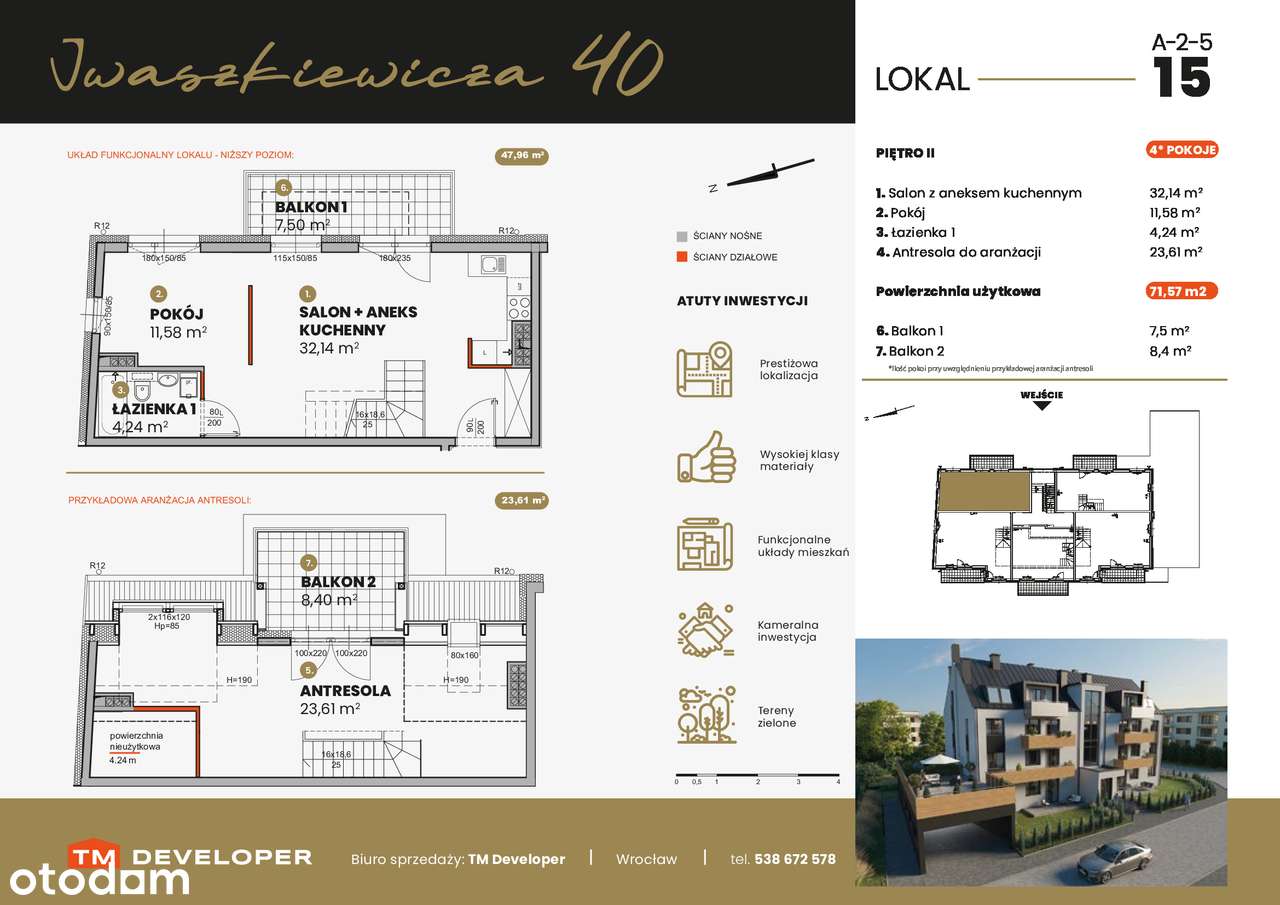 Mieszkanie z charakterem |71,57m2|klimatyzacja|2 balkony GOTOWE - Pełny obrazek: 2/12