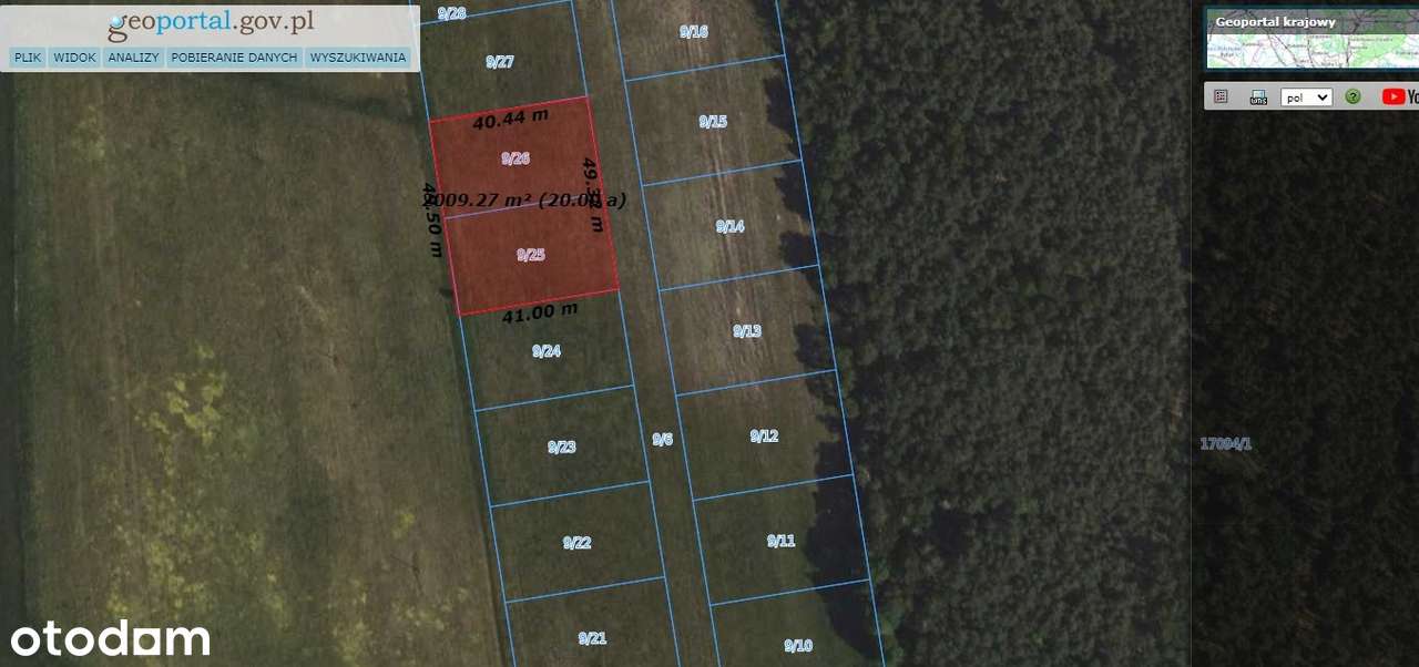 1000m2 Działka budowlana WZ Prądocin LAS - JEZIORO !!