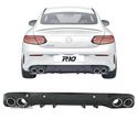 DIFUSOR TRASEIRO PARA MERCEDES CLASE C C205 COUPE 14-19 AMG PDC + PONTEIRAS ESCAPE CROMO - 1