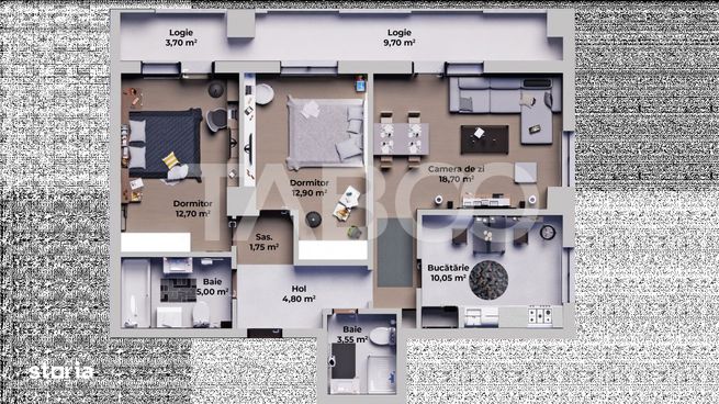 Apartament decomandat 3 camere - bucatarie separata - etaj intermediar-11