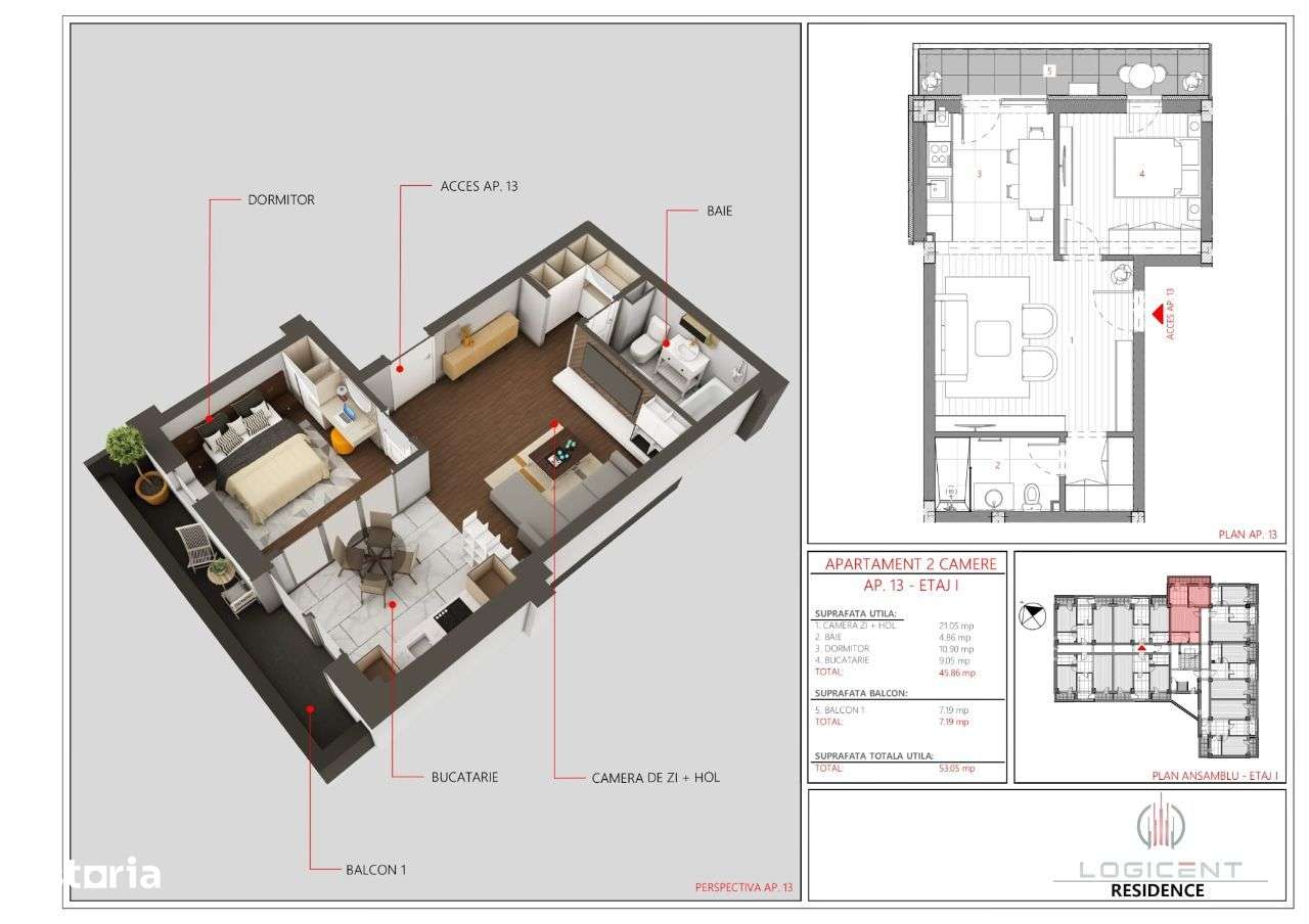 Vindem Apartament 2 camere -etaj 1 -in bloc nou - Imagine principală: 5/20