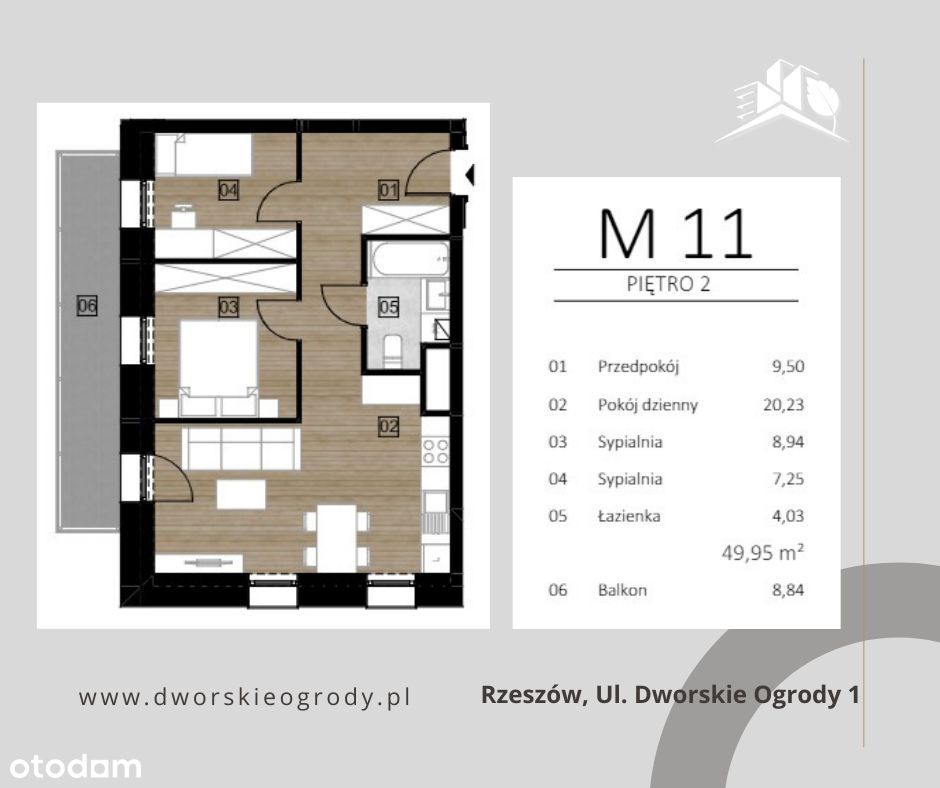 Mieszkanie 3-pokojowe | 49,95 m | balkon 10,33 m