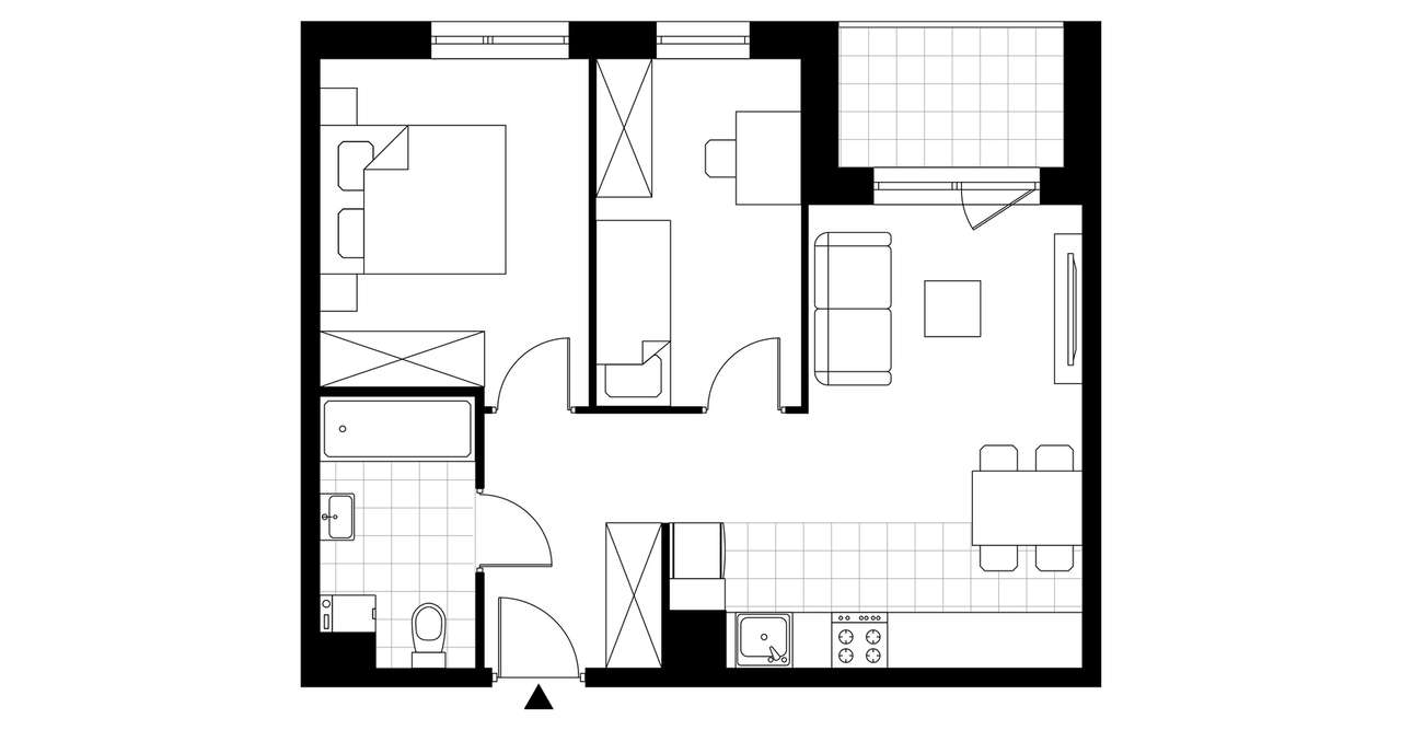 3-pokojowe mieszkanie 48m2 + loggia Bezpośrednio - Pełny obrazek: 3/8
