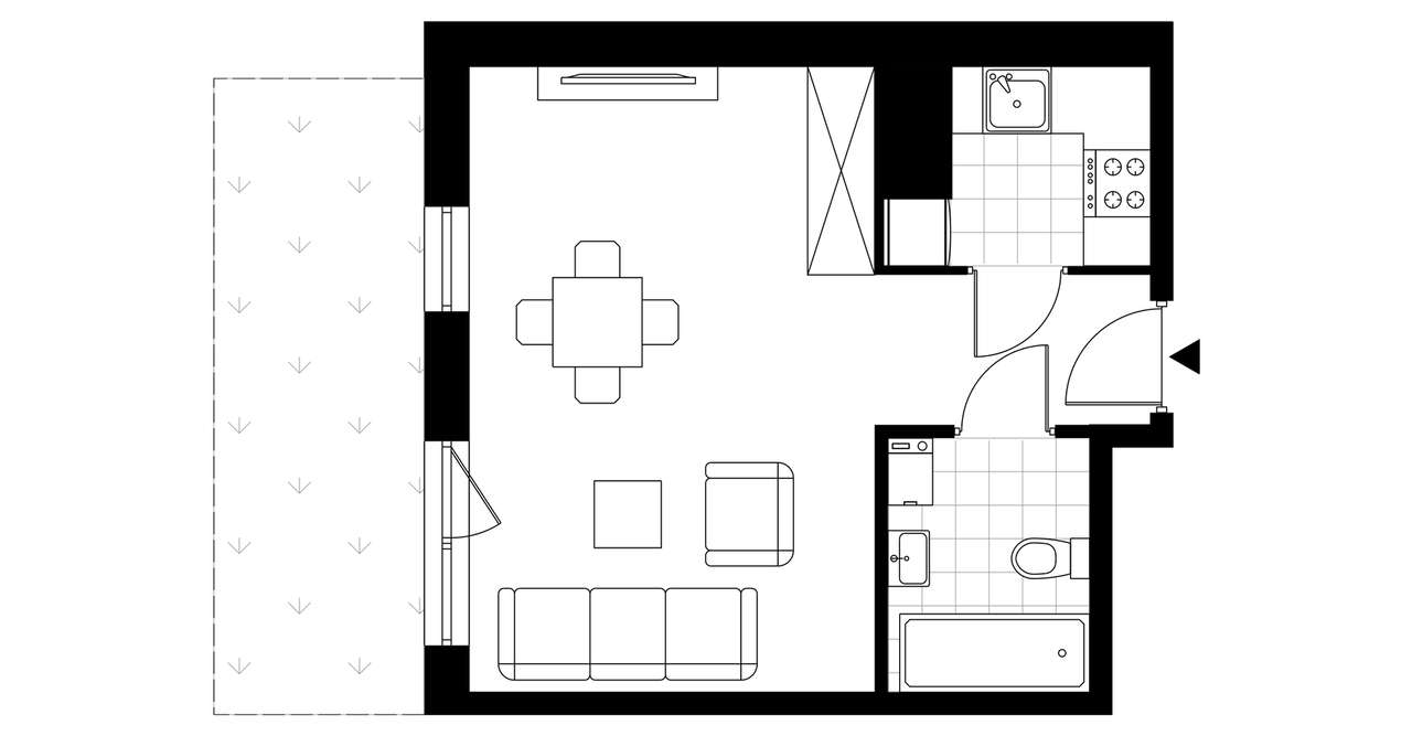 1-pokojowe mieszkanie 33m2 + ogródek Bezpośrednio - Pełny obrazek: 3/8