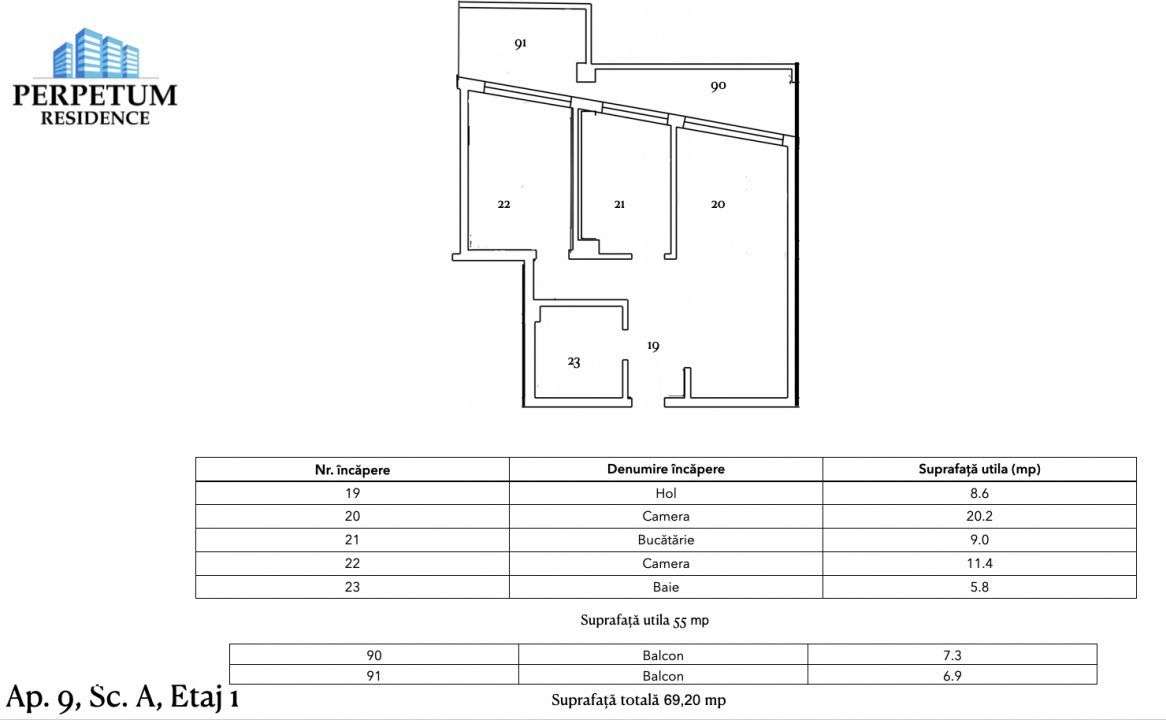 Tomis Nord - Vanzare apartament decomandat cu 2 camere,  bloc nou. - Imagine principală: 4/20
