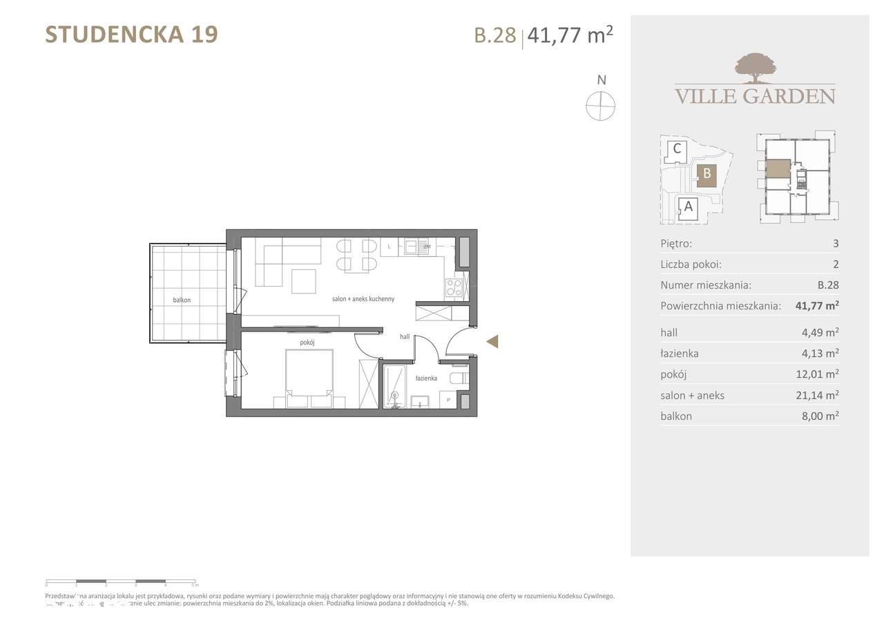 Ville Garden | mieszkanie 2-pok. | B.28 - Pełny obrazek: 3/10