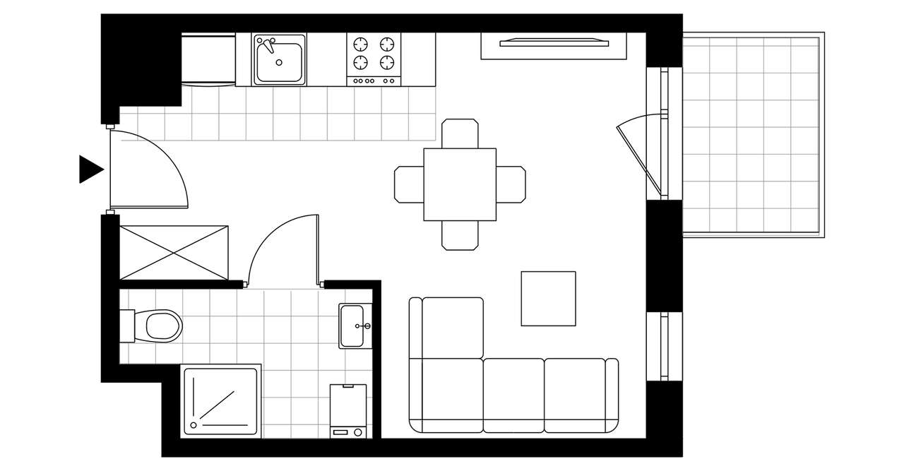 1-pokojowe mieszkanie 25m2 + balkon Bezpośrednio - Pełny obrazek: 4/9