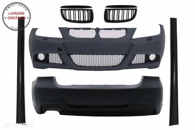 Kit Exterior BMW Seria 3 E90 (2005-2008) M-Technik Design cu Grile Centrale Negru - livrare gratuita - 1