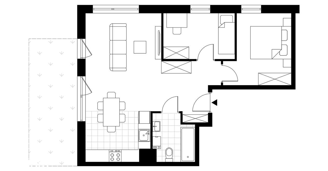 3-pokojowe mieszkanie 56m2 + ogródek - Pełny obrazek: 4/9