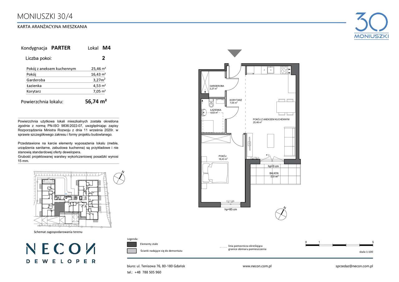 2-pokojowe mieszkanie 56,74 m2 MONIUSZKI 30/4 - Pełny obrazek: 2/6