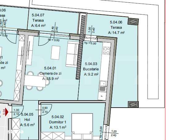 Apartament 2 camere, 52 mp, Terasa 21 mp, Imobil Nou, Semicentral - Imagine principală: 5/5