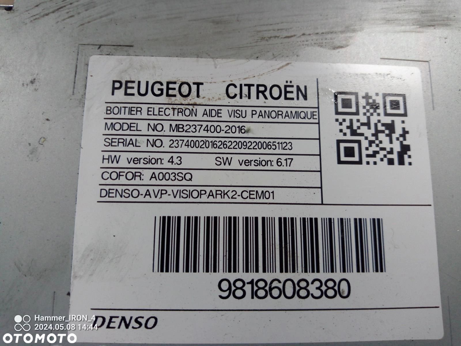 Peugeot Citroen Moduł sterownik 9818608380 - 2