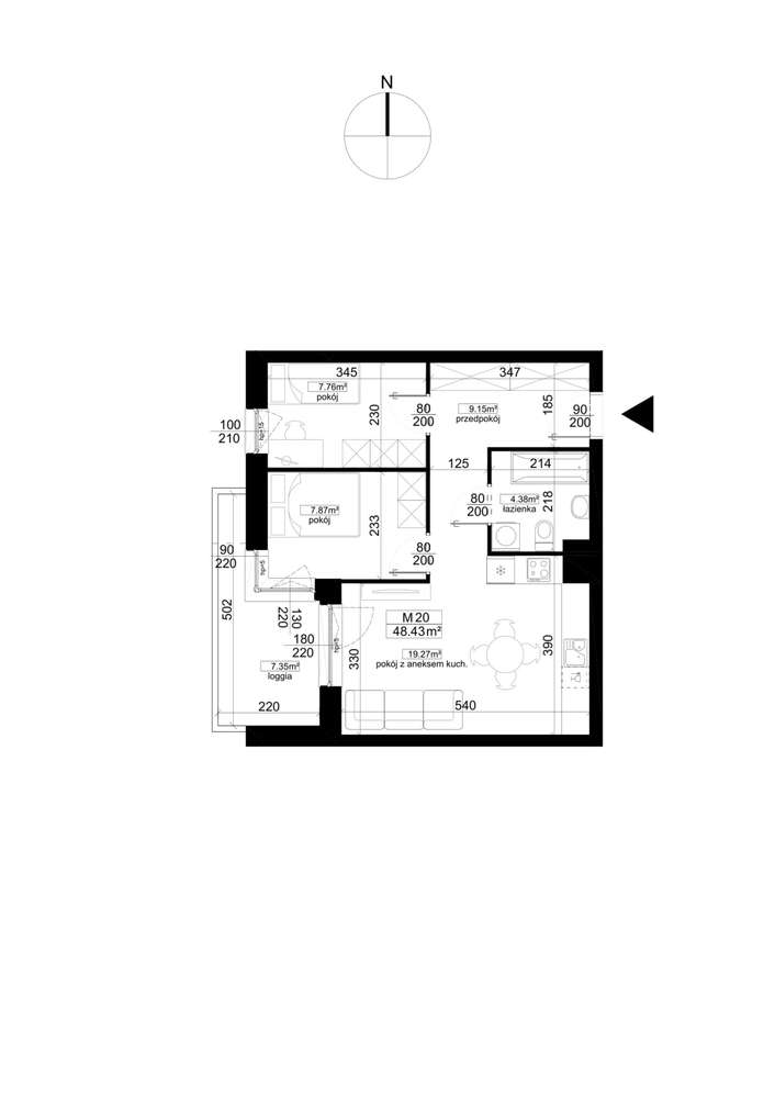 Kalaminta | mieszkanie 3-pok. | 20_ 4 - Pełny obrazek: 2/7