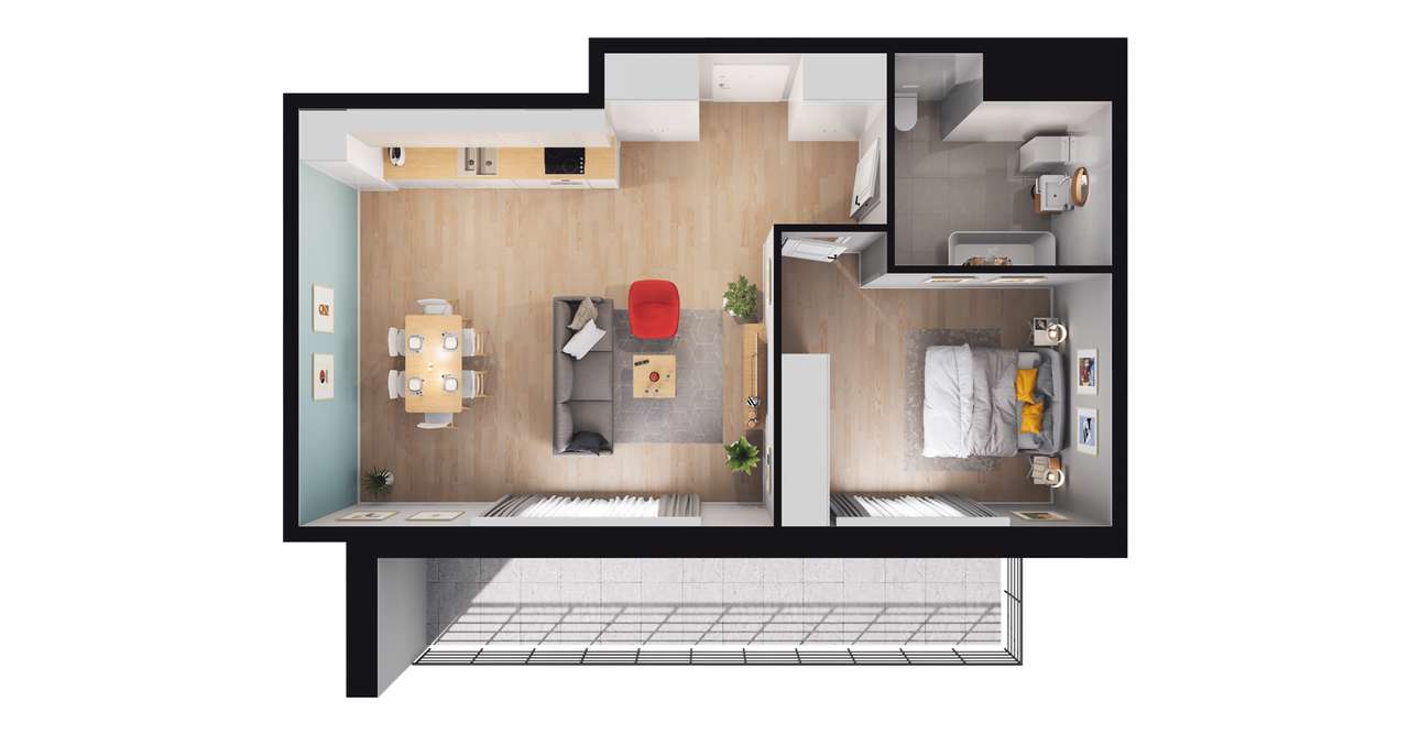 2-pokojowe mieszkanie 53m2 + balkon Bez Prowizji - Pełny obrazek: 3/9