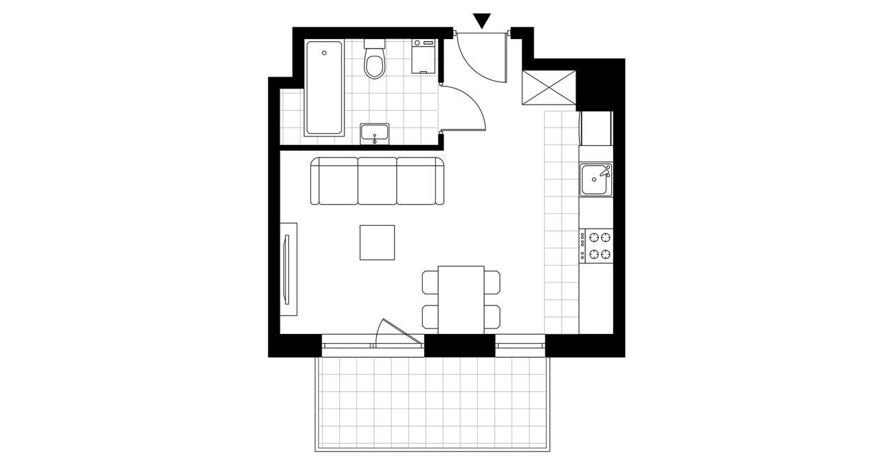 1-pokojowe mieszkanie 27m2 + balkon - Pełny obrazek: 3/7