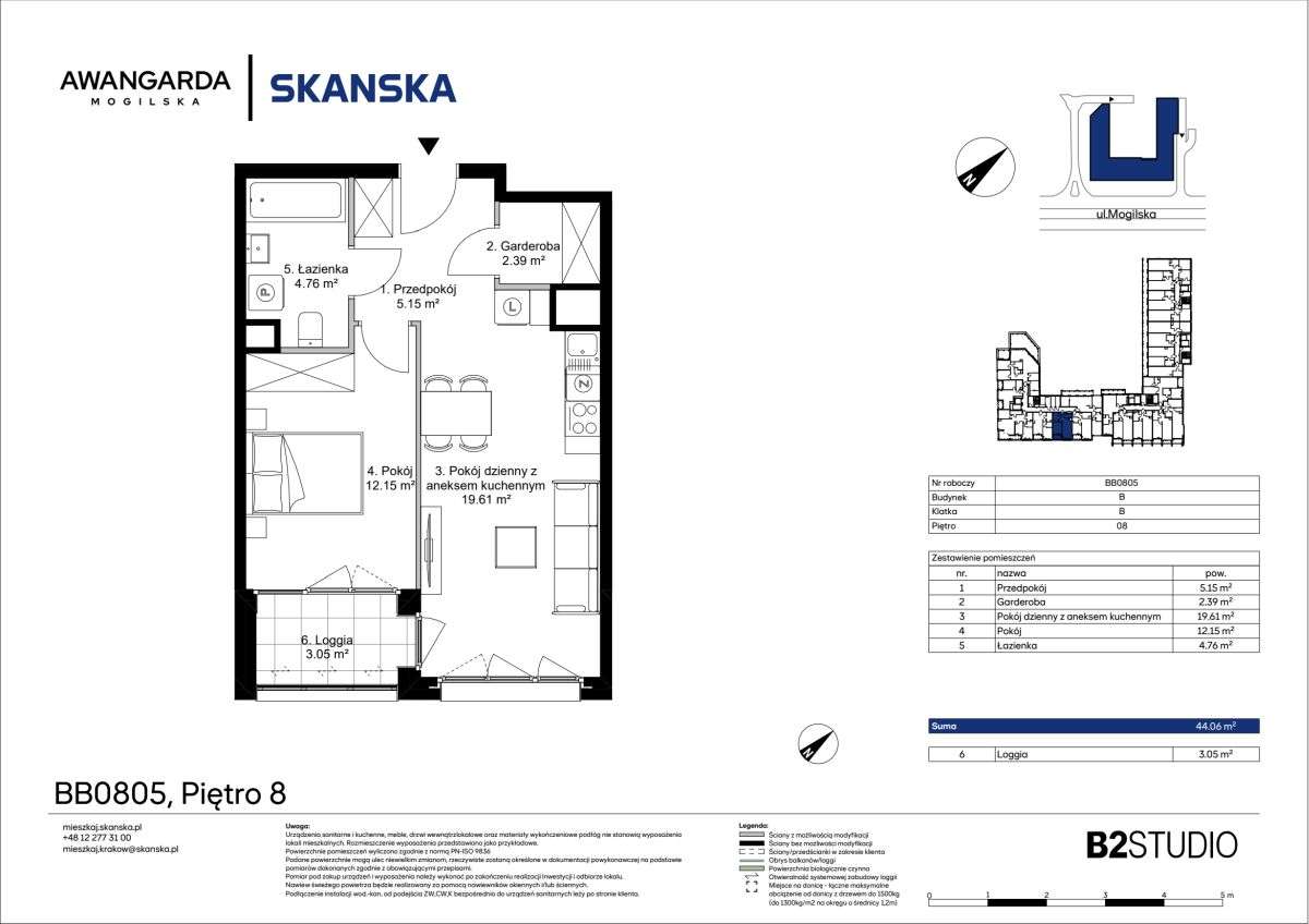 2-pokojowe mieszkanie 44m2 + loggia Bez Prowizji - Pełny obrazek: 2/9