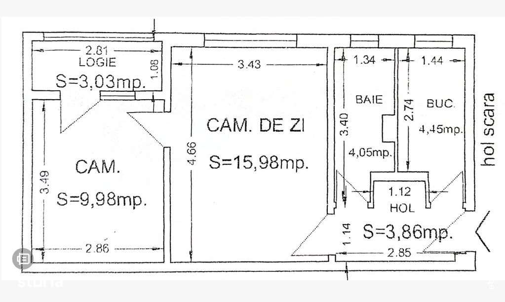 Apartament 2 camere Casa de Cultura - centrala termica | bloc 1978-9